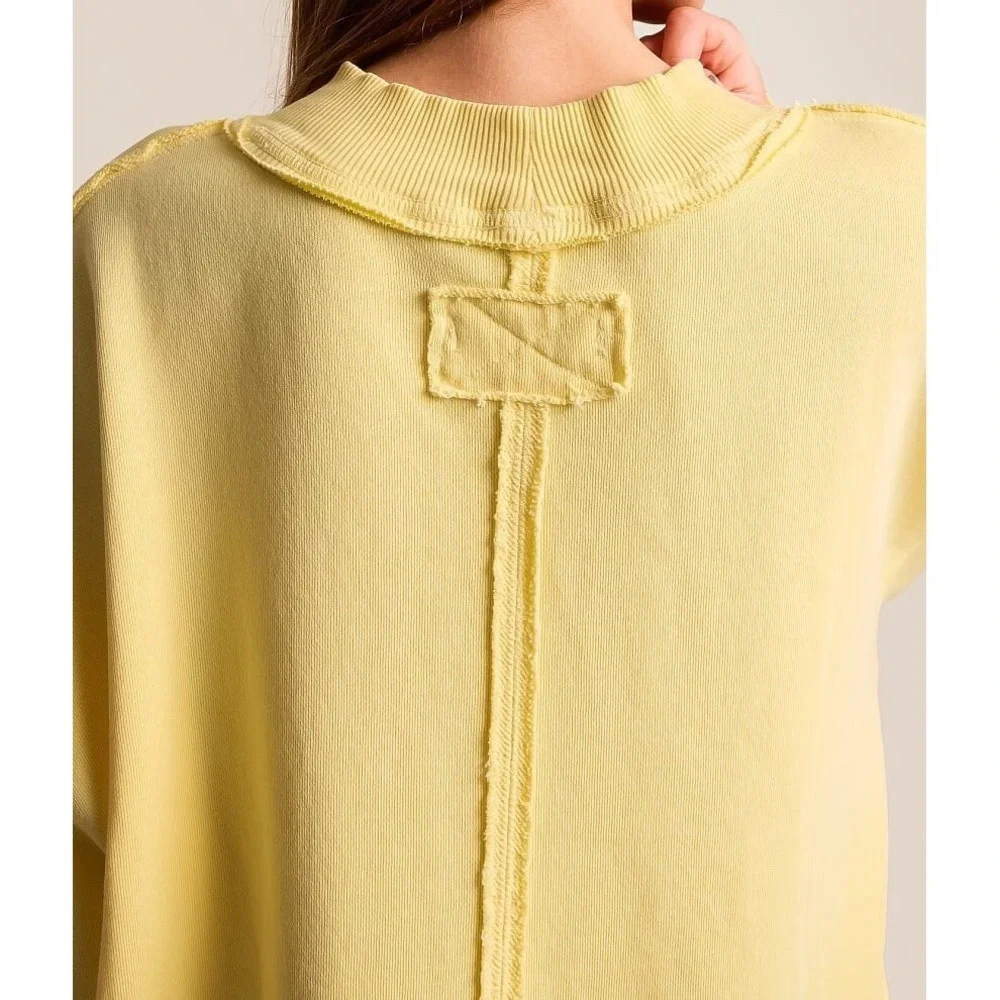 New We The Free People Small/S Palm Springs Pullover Sweater Oversized Banana Ye